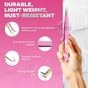 Pince à cils professionnelle à pointe incurvée, applicateur d'extensions de cils, outil de beauté de précision, design en acier inoxydable - Product Image 3
