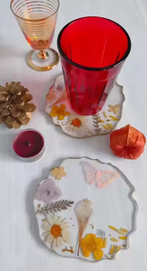 Ensemble de sous-verres en résine faits à la main, sous-verres décoratifs pour boissons, protection de table moderne, décoration de la maison, cadeau - Product Image 6