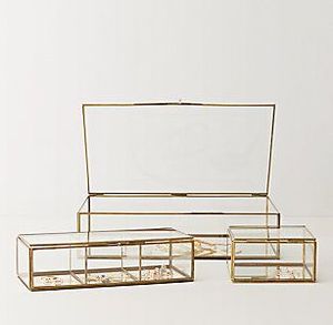 Storage <b>Box</b> with Gold Trim Rectangular Display Case for Necklace Ring Storage <b>Vanity</b> Desk Use - Product Image 4