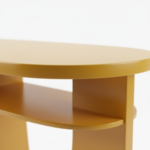 Modern <b>Yellow</b> Console <b>Table</b> <b>Coffee</b> <b>Table</b> Durable Rubber Wood MDF Oak Veneer Accent Furniture for Living Room Home Decor - Product Image 3