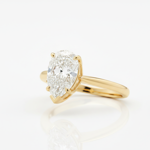 Anillo Solitario Moderno de Oro Amarillo de 9K con Diamante Cultivado en Laboratorio de Corte Pera de 1-5 CT, Color F, Claridad VVS2, Certificado IGI, Engastado con Puntas, para Mujer - Product Image 2