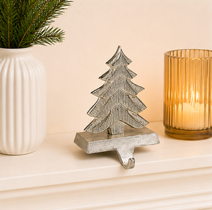 Heavy Duty Silver Cast Iron Christmas Tree <b>Stocking</b> <b>Holder</b> For Fireplace Mantel Durable Weighted Metal Xmas <b>Stocking</b> Hanger - Product Image 2
