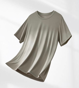 T-shirts pour hommes de haute qualité en gros, blancs, 47% modal, 47% coton, 6% élasthanne, impression personnalisée, t-shirts unis, t-shirts avec logo imprimé - Product Image 3