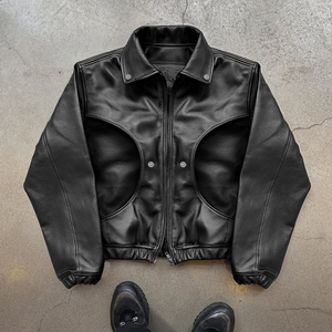 OEM Custom LOGO High Quality Men's Leather <b>Jacket</b> <b>Winter</b> Oversized Custom Embroidery Logo <b>Jacket</b> - Product Image 3