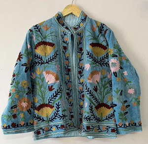 Women Traditional Suzani Embroidered Velvet Jacket Handmade Bohemian <b>Winter</b> <b>Coat</b> Ethnic Floral Outerwear Gift Idea - Product Image 2