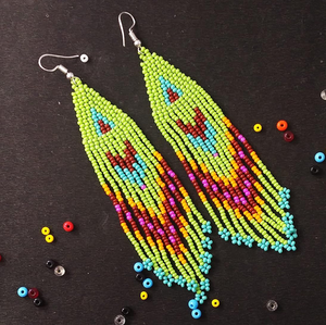Pendientes de cuentas para mujer, joyería con cuentas amarillas, marrones, rojas y moradas, para fiestas. - Product Image 4