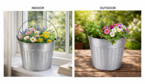 Seau utilitaire en métal galvanisé de 14 litres, seau en fer - Product Image 4