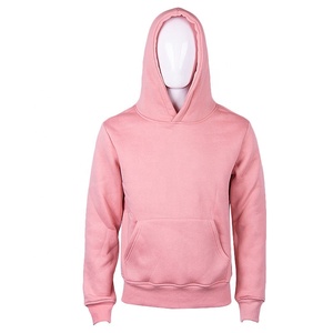 <b>Women's</b> <b>Pink</b> Hooded Pullover Sweatshirt Solid Color Cotton Knitted Breathable Regular Fit With Pockets Autumn Wear - Product Image 1