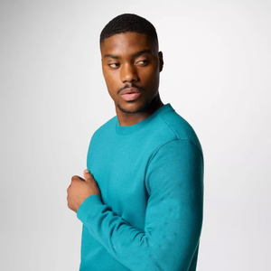 Sweat-shirt en molleton à col rond pour homme, couleur turquoise, coupe classique, manches longues, couleur unie, pull décontracté, poche, tricot en coton, hiver - Product Image 6