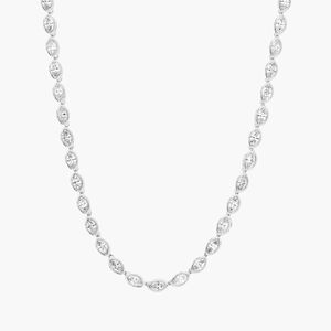 Women's East-West Bezel Luxury Tennis <b>Necklace</b> with 7 CTW Marquise Cut Lab-Grown Diamonds in White Gold - Product Image 3