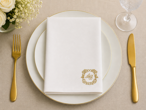 White Embroidered <b>Linen</b> <b>Cloth</b> Napkin Square Dinner Napkin Wedding Banquet <b>Table</b> Decor Custom Logo - Product Image 4