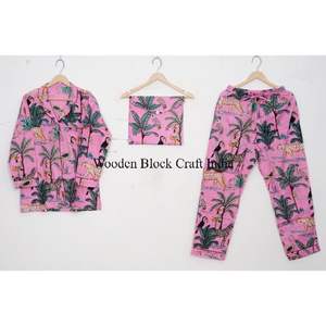 Ensemble de vêtements de nuit en coton à manches longues pour femmes Tissu confortable et respirant Ensemble de pyjama deux pièces Idéal pour l'été et le quotidien - Product Image 6