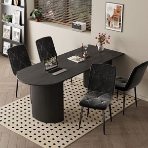 Set Moderno di 4 Sedie da Pranzo per Cucina e Sala da Pranzo con Seduta Imbottita e Gambe in Metallo per Casa - Product Image 1