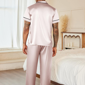Conjunto de pijama de satén de lujo para hombre de alto rendimiento con bolsillos, cómodo de llevar, traje de dormir para hombre. - Product Image 3