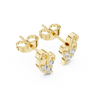 Pendientes de Diamante Cultivado en Laboratorio con Corte Redondo, Oro de 14K/18K, Diseño Inspirado en la Naturaleza, Tres Piedras en Forma de Hoja, 0.21CT DEF VVS, Pendientes de Compromiso, OEM/ODM - Product Image 4