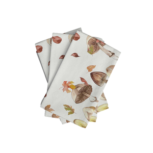 Juego de Tres Piezas Beige con Estampado de Hongos Otoñales, Paños de Cocina de Algodón Rectangulares, Ecológicos, Lavables a Máquina, Venta al Por Mayor, Dropshipping - Product Image 1
