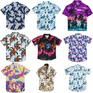 เสื้อฮาวายคอวีแขนสั้นแบบมืออาชีพ ผลิตตามสั่ง เป็นมิตรกับสิ่งแวดล้อม ระบายอากาศได้ดี แฟชั่นฤดูร้อน ชุดเข้าเซ็ต เสื้อชายหาด OEM - Product Image 4