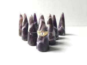 Natural Amethyst Ring Holder | Crystal Ring Cone Stand | Polished Gemstone Jewelry Display - Product Image 4