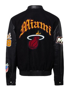 เสื้อแจ็คเก็ตวาร์ซิตี้ Miami Heat รุ่น Wool & Leather สีดำ - Product Image 2