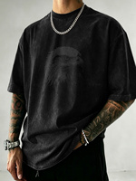 Camiseta de Hombre Estilo Streetwear en Color Liso con Lavado Ácido, Producto de Alta Demanda