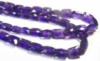 Perles facettées en améthyste de qualité supérieure, brin de 16,5 pouces, améthyste naturelle du Brésil, 7-11 mm, perles baguette violettes percées au centre, pour bricolage