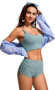Wholesale Price Women's 3" High Waisted Swim Board Shorts with Pockets Quick Dry Swimsuit Bottoms <b>Bathing</b> Suit Breathable OEM - Product Image 3