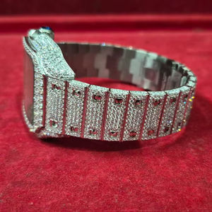 Reloj de Lujo con Moissanita VVS Plateada, Estilo Hip Hop, con Correa y Cristal de Zafiro, de la Mejor Calidad - Product Image 1