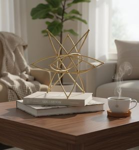 Sculpture Art Déco en Métal Doré Faite à la Main, Écologique, Pièce d'Art de Table pour la Décoration de la Maison, du Salon, du Bureau ou des Étagères - Product Image 3
