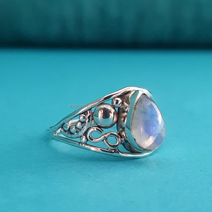925 Sterling Silver High Quality Mini <b>Ring</b> Classic Rainbow <b>Moonstone</b> Gemstone Elegant Fashion Jewelry Women's Anniversary Gift - Product Image 1