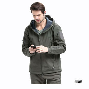 Veste softshell pour homme avec logo personnalisé, vêtements d'extérieur en toile, imperméable et coupe-vent, avec col montant, veste en polyester softshell - Product Image 3