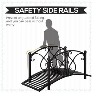 Ponte da Giardino Classico Nero da 1 Metro per Laghetto, Ringhiere Decorative di Sicurezza per Paesaggistica e Terrazze - Product Image 4