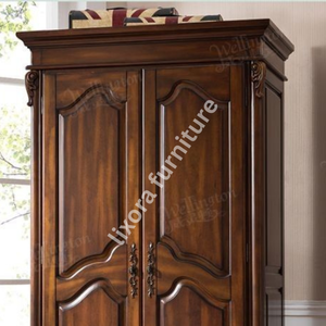 Armario de Lujo Hecho a Mano con Madera Sólida de 2 Puertas y Cajones Inferiores con Acabado de Tallado Ornamentado - Product Image 2