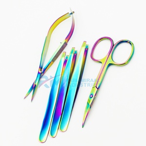 RMI Multi Plasma Color Eyebrow Tweezer Set Straight Point Japanese Stainless Steel - Product Image 1