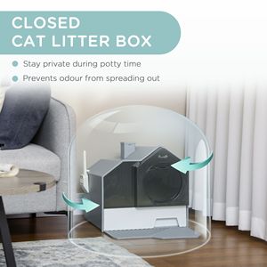 Lettiera per Gatti XXL Grigia con Coperchio, in PC e PP, Facile da Pulire, Tipo Cassetto con Paletta per Viaggi - Product Image 6