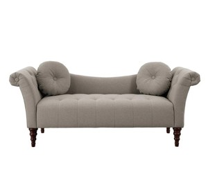 Chaise longue traditionnelle en tissu avec dossier capitonné, lit de repos rembourré, pieds tournés, mobilier de salon - Product Image 2