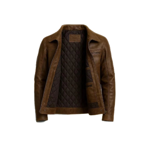 Dernière conception, veste en cuir pleine fleur faite à la main pour homme, marron vintage, noir, style moto, doublure matelassée, tailles personnalisées - Product Image 2