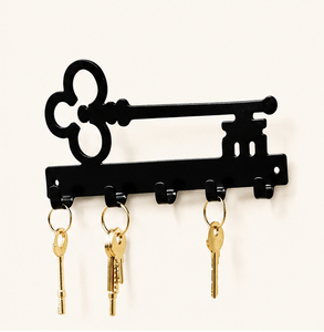 Porta llaves de pared con forma de llave esqueleto vintage, estante decorativo de hierro forjado rústico con 5 ganchos para la entrada del hogar, cocina - Product Image 1