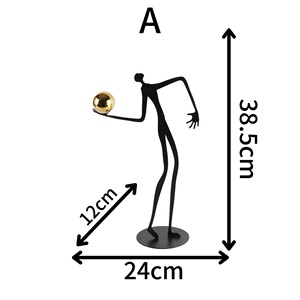 Escultura moderna de figura humana sosteniendo bolas doradas, pieza decorativa para exhibir en estanterías, mesas auxiliares y el interior de la oficina. - Product Image 2
