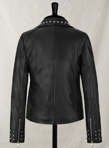 Custom Studded Black <b>Biker</b> <b>Jacket</b> for Women, Real Leather Motorcycle Moto <b>Jacket</b> - Product Image 4