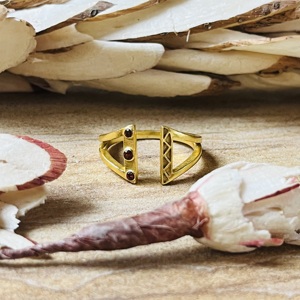 Trend Top Choice Garnet <b>Ring</b> Boho Brass <b>Ring</b> For Men 18k Gold Plated Geometric <b>Open</b> Band <b>Ring</b> Wholesale Statement Handmade <b>Ring</b> - Product Image 1