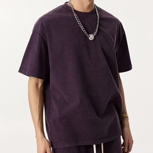 T-shirts personnalisés de haute qualité 100% coton pour hommes, t-shirts basiques décontractés, coupe ajustée, lavage à l'acide - Product Image 3
