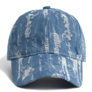 Gorra de Béisbol VORNEX INDUSTRY con Diseño Indigo, Efecto Desgastado, Textura Tejida, Visera Desgarrada, Hebilla Ajustable, Secado Rápido, OEM - Product Image 1