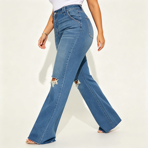 Ripped Casual Beading Women's Oversized Distressed Denim <b>Jeans</b> Ultra-<b>Soft</b> Breathable Eco-Friendly Premium Quality Fabric - Product Image 5