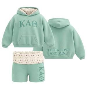 Conjunto de Sudadera con Capucha y Pantalones Cortos para Mujer, Color Naranja, Marca KAO, Felpa Sólida, 100% Algodón, Transpirable, Ecológico, Corte Regular, Dos Piezas, Estilo Casual, Primavera - Product Image 5