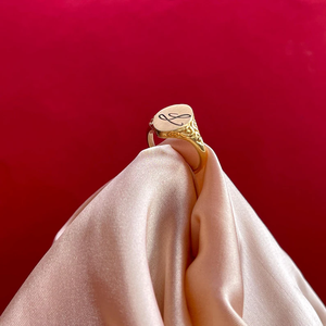 Matte finish Personalized <b>Signet</b> <b>Ring</b> Unisex Designer <b>Ring</b> Gothic <b>Initial</b> <b>Ring</b> - Product Image 3