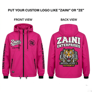 Polyester/Nylon Canvas <b>Men</b> Winter Windbreaker <b>Jacket</b> Waterproof Breathable High Street <b>White</b> Chest Panel Custom Logo Print OEM - Product Image 1