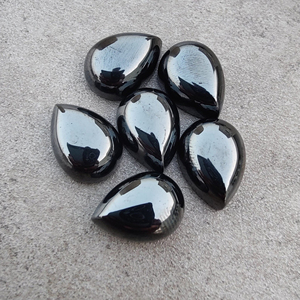 Hématite véritable, cabochon en forme de poire, dos plat, calibré, pierre précieuse de qualité en vrac - Product Image 1