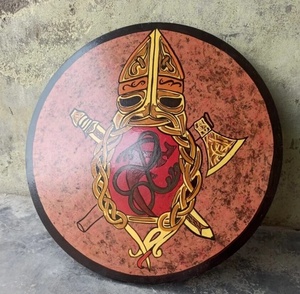 Panneau mural en bois artisanal personnalisé, motif casque nordique, design peint à la main, décoration intérieure artisanale, en acier inoxydable, vente en gros - Product Image 2