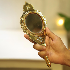 Antique Gold Handheld Vanity Mirror with Gem Handle Ornate Vintage Makeup Mirror Decorative Dressing Mirror Baroque Style Hand - Product Image 2