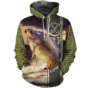 Sweat-shirt à capuche de pêche pour homme, imprimé intégral motif carpe, sublimation, respirant, pour activités de plein air - Product Image 5